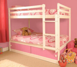 Comfy Living Wooden Kids Childrens White Single Bunk Bed With Storage In Pink - thumbnail 1