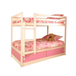 Comfy Living Wooden Kids Childrens White Single Bunk Bed With Storage In Pink - thumbnail 2