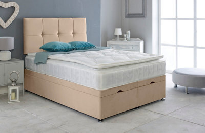 Adore Designs Deluxe Plush Velvet Ottoman Storage Bed, With Pillow Top Mattress - 6Ft Super King - Coffee - image 1