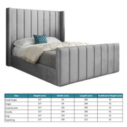 Maryland Straight Winged Upholstered Soft Velvet Designer Bed Frame - thumbnail 5