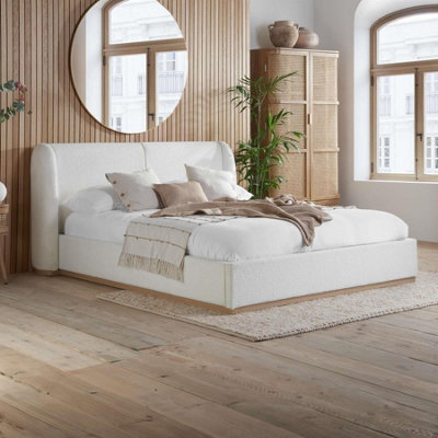 King Size Bed Frame White Boucle Birlea Eve Fabric 5Ft 150Cm - image 1