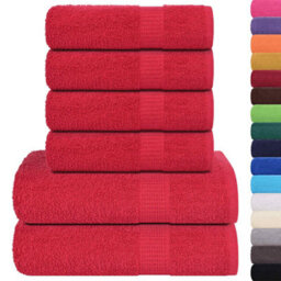 Berkfield Durable 6 Piece Towel Set Red 360 Gsm 100% Cotton