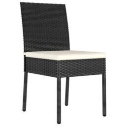 Berkfield 5 Piece Outdoor Dining Set With Cushions Poly Rattan Black - thumbnail 7