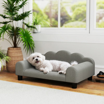 Pawhut Dog Sofa Bed, Cat Sofa With Backrest, Armrest, For Small Dogs, Grey - image 1