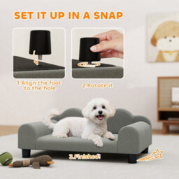 Pawhut Dog Sofa Bed, Cat Sofa With Backrest, Armrest, For Small Dogs, Grey - thumbnail 7