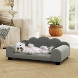 Pawhut Dog Sofa Bed, Cat Sofa With Backrest, Armrest, For Small Dogs, Grey - thumbnail 8