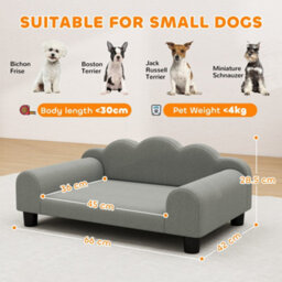 Pawhut Dog Sofa Bed, Cat Sofa With Backrest, Armrest, For Small Dogs, Grey - thumbnail 3