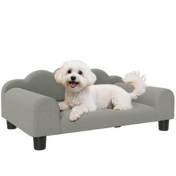 Pawhut Dog Sofa Bed, Cat Sofa With Backrest, Armrest, For Small Dogs, Grey - thumbnail 2