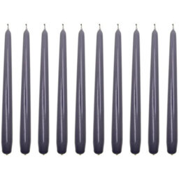 "SolaDirect Tapered Dinner Candles, Pack Of 10, Unscented, Long Burning Time, 24 Cm / 19.45"" (Steel Magnolias, Varnished)"