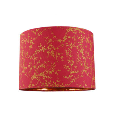 Happy Homewares Modern Burgundy Cotton Fabric 10 Lamp Shade With Copper Foil Floral Decoration - image 1