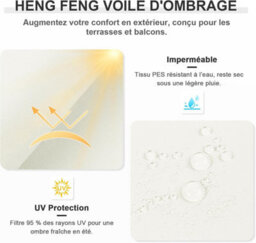 Beige 3X4M Rectangular Shade Sail 95% Uv Protection Waterproof - thumbnail 2