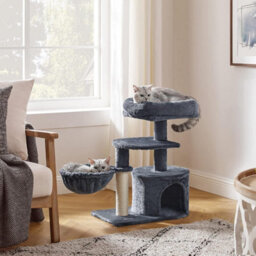 Feandrea Cat Tree, Small Cat Tower, Kitten Scratching Post, Smoky Grey - thumbnail 4