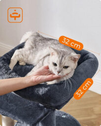 Feandrea Cat Tree, Small Cat Tower, Kitten Scratching Post, Smoky Grey - thumbnail 3