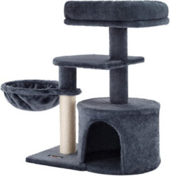 Feandrea Cat Tree, Small Cat Tower, Kitten Scratching Post, Smoky Grey - thumbnail 2