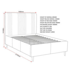 Seconique Maine 5' (King )Bed - Taupe Velvet Fabric - thumbnail 9