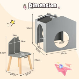 Costway Kids Table And Chair Set Children Wooden Children Activity Desk W/ Chalkboards - thumbnail 3