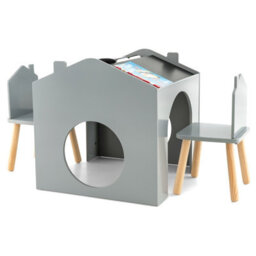 Costway Kids Table And Chair Set Children Wooden Children Activity Desk W/ Chalkboards - thumbnail 2