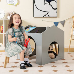 Costway Kids Table And Chair Set Children Wooden Children Activity Desk W/ Chalkboards - thumbnail 9