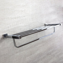 Plum&clay Tate Bathroom Wall Mounted Chrome Towel Shelf - thumbnail 2