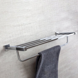 Plum&clay Tate Bathroom Wall Mounted Chrome Towel Shelf - thumbnail 3