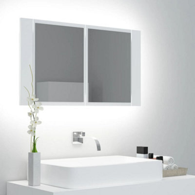 Berkfield Led Bathroom Mirror Cabinet White 80X12X45 Cm - image 1