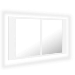 Berkfield Led Bathroom Mirror Cabinet White 80X12X45 Cm - thumbnail 2