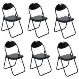 Nyxi Folding Chair Faux Leather Padded Black - Pack Of 6 - thumbnail 1