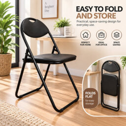 Nyxi Folding Chair Faux Leather Padded Black - Pack Of 6 - thumbnail 4