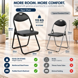 Nyxi Folding Chair Faux Leather Padded Black - Pack Of 6 - thumbnail 3