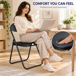 Nyxi Folding Chair Faux Leather Padded Black - Pack Of 6 - thumbnail 8