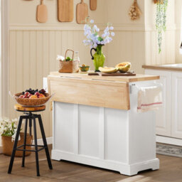 Sobuy Kitchen Trolley With 3 Drawers 2 Doors With Wheels 51.2X27.9X35.8 Inch Load Capacity 94 Kg Fkw41-Ii-Nw - White - thumbnail 7
