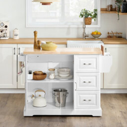 Sobuy Kitchen Trolley With 3 Drawers 2 Doors With Wheels 51.2X27.9X35.8 Inch Load Capacity 94 Kg Fkw41-Ii-Nw - White - thumbnail 5