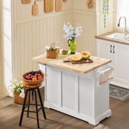 Sobuy Kitchen Trolley With 3 Drawers 2 Doors With Wheels 51.2X27.9X35.8 Inch Load Capacity 94 Kg Fkw41-Ii-Nw - White - thumbnail 8