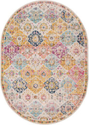 Livabliss Oval Harput-Vintage Orange Blue Beige Grey Traditional Boho Living Dining Bedroom Rug 200 X 275 Cm Easy Care, Non Shedding - thumbnail 1