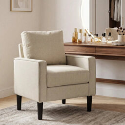 Removable Pillow Linen Accent Chair, Cream - thumbnail 5