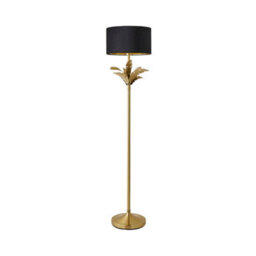 Valuelights Christina Black Velvet With Gold Inner Drum Shade Gold Palm Leaf Floor Lamp - thumbnail 7