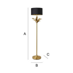 Valuelights Christina Black Velvet With Gold Inner Drum Shade Gold Palm Leaf Floor Lamp - thumbnail 6