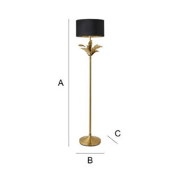 Valuelights Christina Black Velvet With Gold Inner Drum Shade Gold Palm Leaf Floor Lamp - thumbnail 8