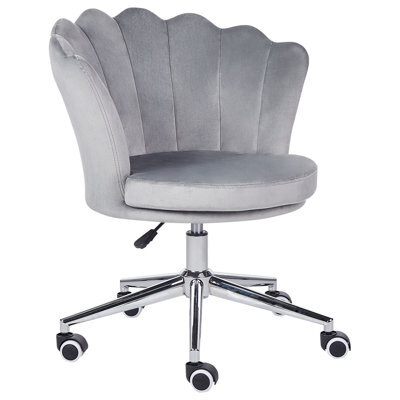 Beliani Desk Chair Monticello Velvet Grey - image 1