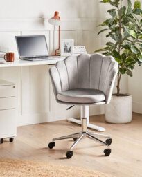 Beliani Desk Chair Monticello Velvet Grey - thumbnail 2
