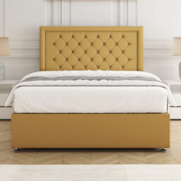 Bsspoke Nova Divan Bed Set In Mustard Plush Velvet With 24Inch Headboard & 2 Drawers Footend & Mattress In 4Ft 4Ft6 5Ft 6Ft - thumbnail 2