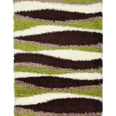 "Bravich Green Waves Thick Shaggy Rug - California - 160X230Cm (5'4""x7'8"")" - image 1