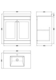 Balterley Swynnerton Traditional 2 Door Floor Standing Vanity Unit With Marble Basin, Satin Green, 800mm - thumbnail 5