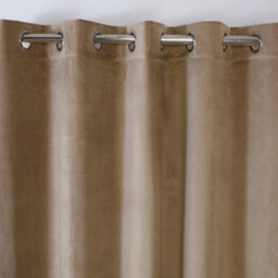 "Sundour Casa Blackout Ready Made Solid Colour Eyelet Velvet Curtains Mocha 66X90""" - thumbnail 2