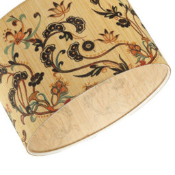 Happy Homewares Contemporary Multi Coloured Floral Bamboo Round Pendant Lamp Shade - thumbnail 3