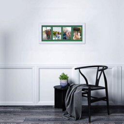 AK Frames 50X20Cm White Classic Multi Photo Frame With Emerald Mount - Holds 4 Apertures (4X) 6X4 Photos - thumbnail 3