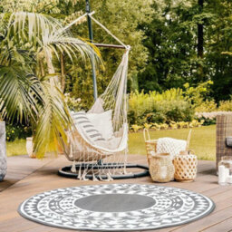 Aamen Garden Portable Plastic Outdoor Round Rug - Grey - thumbnail 5