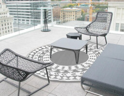 Aamen Garden Portable Plastic Outdoor Round Rug - Grey - thumbnail 4