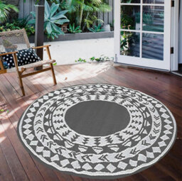 Aamen Garden Portable Plastic Outdoor Round Rug - Grey - thumbnail 6