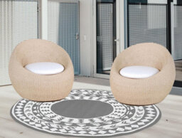 Aamen Garden Portable Plastic Outdoor Round Rug - Grey - thumbnail 3